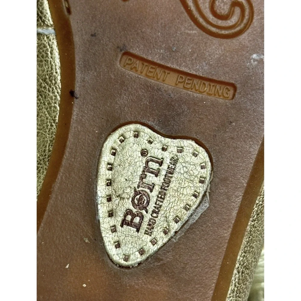 Born Gold Metallic Leather Ballet‎ Flats with Ties Size 6.5